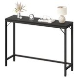Garvee Behind Couch Table Multi-Purpose MDF & Metal Sturdy Small Console Industrial Style - Rustic Brown - Black