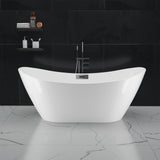 Garvee SZ4 67" Streamline Stand Alone Soaking Bathtub with Chrome Overflow and Drain, cUPC Certified, White - White