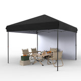 Garvee 10'x10' Pop-Up Canopy Tent - Portable Instant Gazebo with 1 Removable Sidewall, 4 Stakes & Ropes for Outdoor Events, Patio, Party, Camping, Black - Black