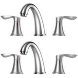 Garvee Bathroom Sink Faucet, Faucet for Bathroom Sink, Widespread Brushed Nickel Bathroom Faucet 3 Hole with Stainless Steel Pop Up Drain and cUPC Lead-Free Hose - (Brushed Nickel 2 Packs) - Brushed Nickel
