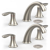 Garvee 3 Hole Bathroom Sink Faucet, Pop-Up Drain, Hot/Cold Lines - 8 Inch 2 Pack / Brushed Nickel - Brushed Nickel