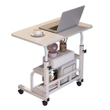 Garvee Adjustable Height Mobile Standing Desk, Portable Bedside Desk with Storage Shelves, Compact Laptop Desk for Home Office, Study, Small Spaces, Bedroom, White, 23.6"x15.7" - White