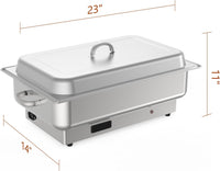 Garvee 9QT(3×1/3Pan)Electric Chafing Dish with Temperature Control, Stainless Steel Buffet Servers and Warmers, Electric Chafing Dish Set with Temperature Control for Catering