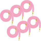 Garvee 6 Pack Stanchion Ropes with Hook, 5 Ft Crowd Control Barrier Rope for Red Carpet, Party, Hotels, Convention, Theaters, Pink - Pink
