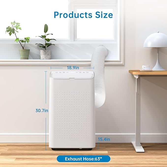 Garvee 15,000 BTU Portable Air Conditioner, Cools up to 800 Sq.ft, Portable AC Built-in Cool with Dehumidifier and Fan Modes, Remote Control and Installation Kits, < 50dB, White