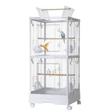 Garvee Small Bird Cage with Wheels, 40 Inch Parakeet Cage with Top Stand, 3 in 1 Bird Carrier for Small Birds, Green