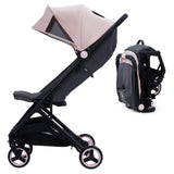 Garvee Lightweight Compact Stroller, One Hand Fold, Airplane Friendly, Reclining Seat, Canopy, Smooth Suspension, Travel Ready, Pink, Ideal for Travel - Pink - Black/Pink