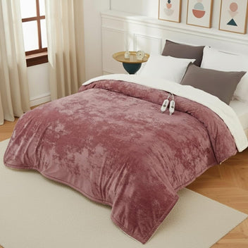 Garvee Queen Size Heated Blanket with Dual Control, Velvet Soft Fast Heating Blankets Queen, 4 Heat Settings & 10H Auto Off, Machine Washable, ETL Certified Electric Blanket, 84" x 90" Pink