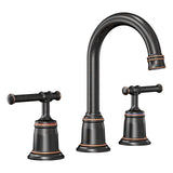 Garvee Widespread Brushed Nickel Bathroom Faucet, Bathroom faucets for Sink 3 Holes with Pop Up Drain & cUPC Lead-Free Hose Classical 8 inch Bathroom Faucet (Oil Rubbed Bronze 1 Packs) - Oil Rubbed Bronze