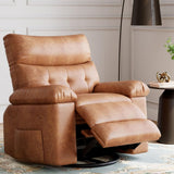 Garvee 22" Widen Recliner Chairs with Heat and Massage - 360° Swivel Lazy Boy Recliner Chair for Adults- Manual Rocking Chair with Cup Holder for Living Rooms, Bedrooms, and Nurseries - Brown - Brown