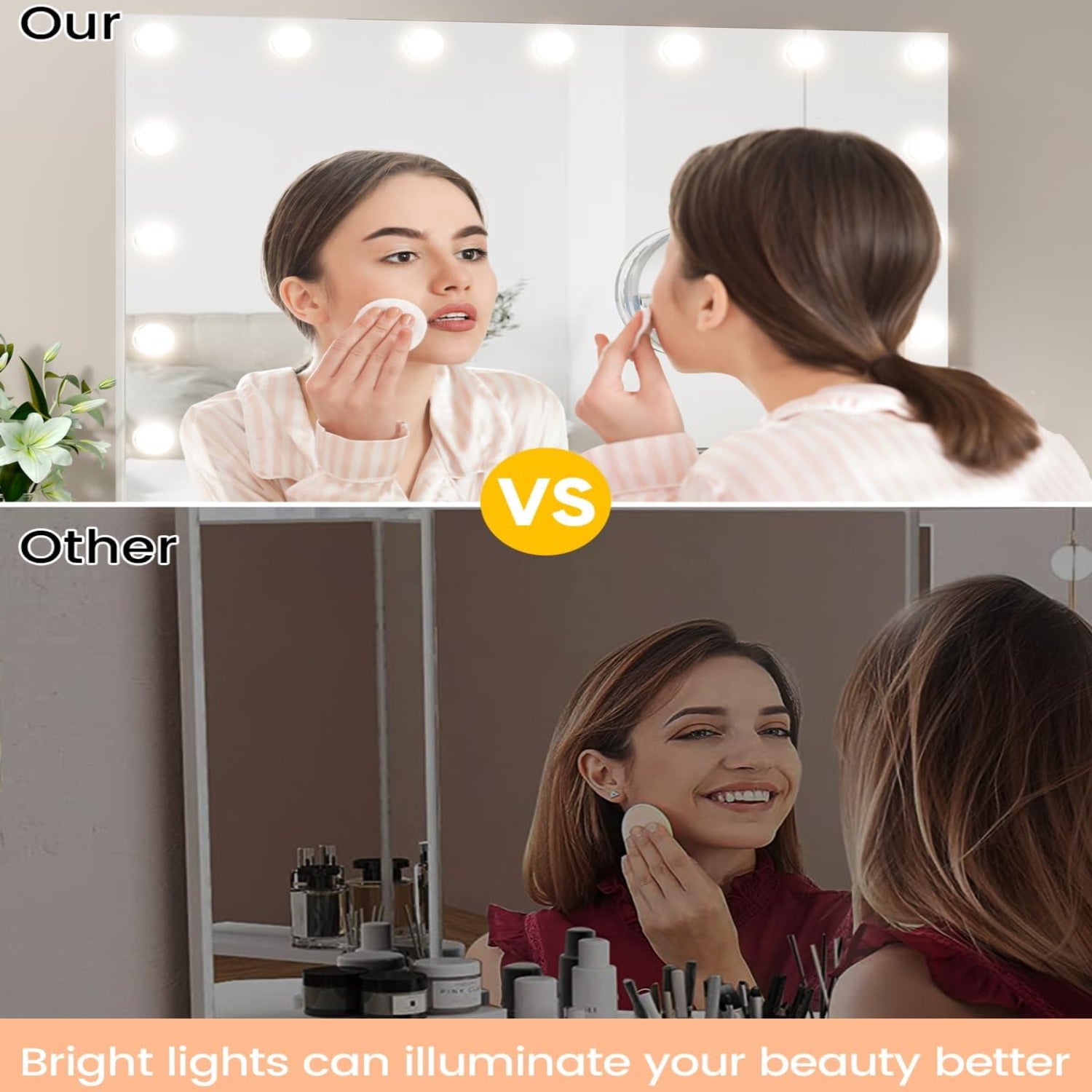 Garvee Vanity Mirror with 17 Dimmable LED Bulbs, Tabletop Lighted Mirror with Lights, Makeup Mirror with 3X Magnification, 3 Colors Modes,Touch Control, USB Charging Port, 32”x24”, White