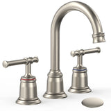 Garvee Classical Bathroom faucets for Sink 3 Holes, 8 inch Bathroom Faucet, Widespread Brushed Nickel Bathroom Faucet with Pop Up Drain and cUPC Lead-Free Hose (Brushed Nickel) - Brushed Nickel