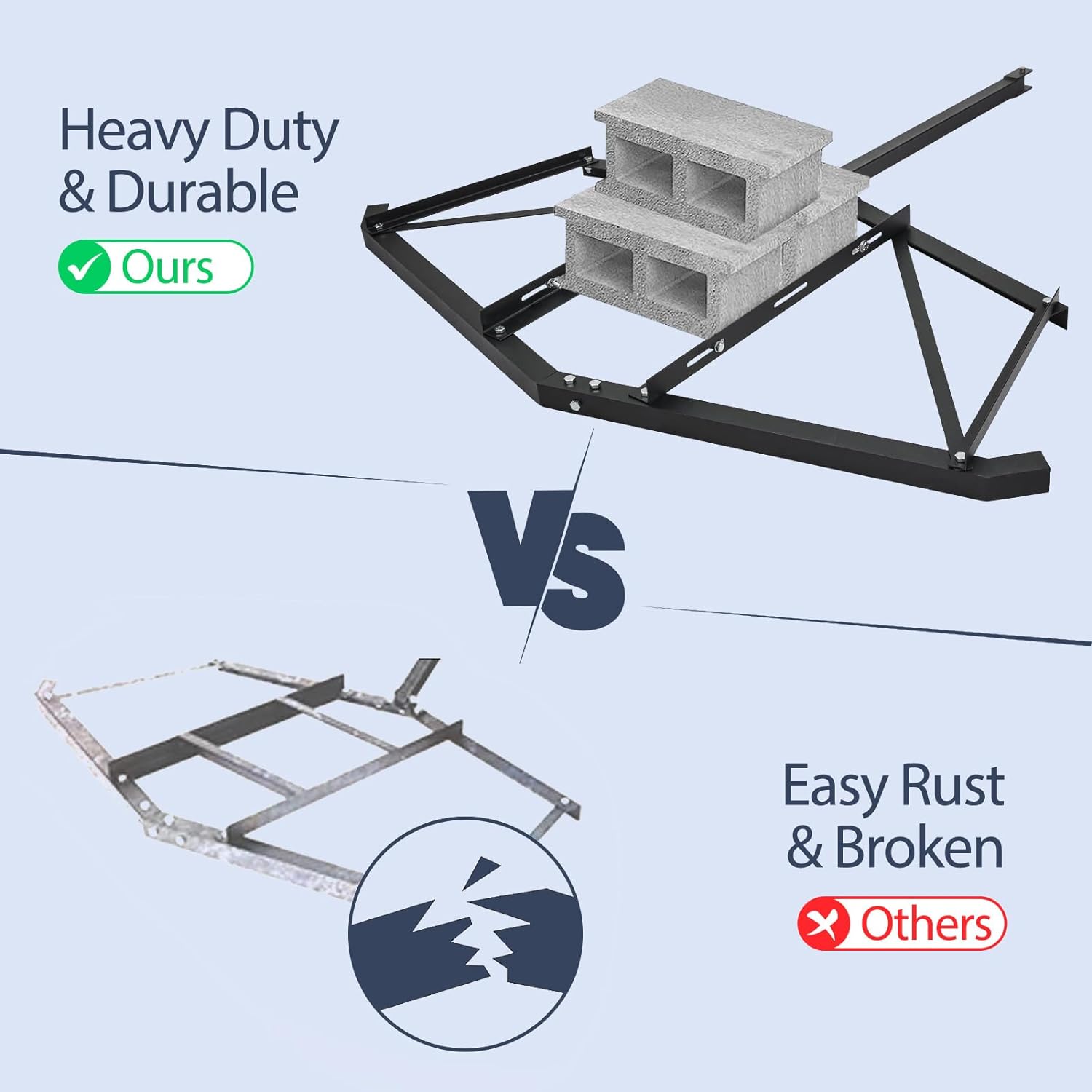Garvee 74 Inch Width Driveway Drag with 3 Sets Adjustable Bolts & 2 Reinforcement Bars, Tow Behind Drag Harrow with Pin-Style Hitch for ATVs UTV