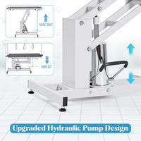 Garvee 43.3 in Hydraulic Pet Grooming Table, Professional Hydraulic Grooming Table w/Max 350 LBS Loading Capacity, 3 Adjustable Nooses, Noose & Non-Slip Top, White
