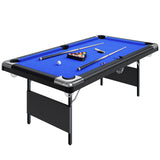 Garvee 7 ft Portable Pool Table Steel Frame Home Game Room Folding Billiard Set - Blue