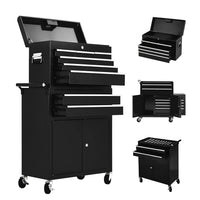Garvee 24" Tool Chest,Tool Storage Removable Tool Box Combo ,Rolling Tool Chest with 8 Drawers & Detachable Top Tool Box,Tool Cabinet with Lockable Wheels and Liner,Toolbox for Garage and Workshop