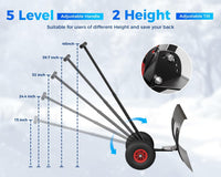 Garvee 29"W X 20"H Snow Shovel Pusher with 29" Metal Blade & Adjustable Handle, Heavy-Duty Steel Frame, Dual 10" Wheels, Replaceable Strip, for Driveways & Sidewalks