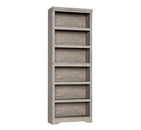 Garvee 6 Tier Bookshelf, 75" Tall Farmhouse Bookcase with Adjustable Shelves, 23.6" W Floor Standing Open Display Storage Rack with Anti-Slip Design for Home Office, Balcony, Library, Study / Living Room, Gray