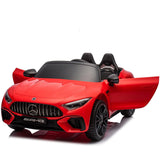 Garvee 12V Mercedes-Benz SL63 Ride-On Car: Remote Control, 2x35W Motors, 3-8 MPH, LED Lights, MP3, USB, Bluetooth, for Ages 3-7 - Red - Red