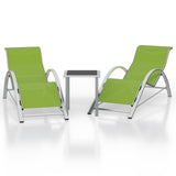 Garvee 3-Piece Textilene Patio Chaise Lounge Set, 2 Outdoor Recliners + 1 Table with Aluminum Frame, Green - Green