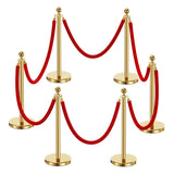 Garvee 6Pack Stanchions And 5FT Black Ropes Crowd Control Barrier Black Stanchions Queue Barrier Line Divider Fillable Plastic Base For Theaters Clubs Hotels Museums Exhibition