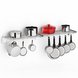 Garvee Stainless Steel Wall Mount Shelf 12 x 36 Inch, NSF Certified Shelf with 5 Hooks, 200 lb Load Capacity Floating Shelf Kitchen Storage Racks Commercial Shelves for Restaurant, Hotel and Garage - Silver