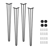 Garvee 34" Hairpin Table Legs, Set of 4 Furniture Legs with Rubber Floor Protectors, Metal Desk Legs for Home DIY Projects, 880lbs Load Capacity, Black - Hairpin Shape Style 1 3 Rods 34 Inches
