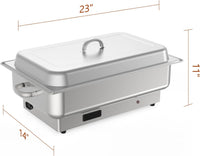 GARVEE 2 PACK Electric Chafing Dish Buffet Set 9 QT Buffet Servers and Warmers Digital Display Temperature Warming Tray Stainless Steel Food Warmer for Parties Weddings Caterings