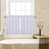 Garvee Cafe Curtains 30 Inch Length, Waffle Woven Textured Small Tier Curtains for Kitchen Bathroom Window Curtainss Short, White - White