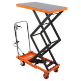 Garvee Manual Hydraulic Scissor Lift Table 770lbs Capacity Double Scissor Industrial Cart 59" Max Height Orange