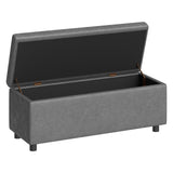 Garvee Storage Ottoman Bench, Mid-Century Modern Storage Bench for Bedroom, Synthetic Leather with Stitching, Safety Hinges, Loads 680 Lb, Grey - Cement ash