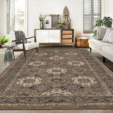 Garvee 11x15 Rug Large Premium Thick Rug Traditional Area Rug Non-Slip Carpet Non-Shedding Esay-Cleaning Rug Vintage Bohemian Rug for Living Room Bedroom Farmhouse Dining Room Office - Brown & Khaki