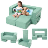 Garvee Kids Play Couch, 3Pcs Modular Kids Couch Toddler Couch for Playroom Bedroom Furniture, Convertible Foam Kids Play Sofa with Removable Cover, Mint Green - Mint Green