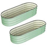 Garvee 2 Pcs 4.5' X 2' X 1' Galvanized Raised Garden Bed Outdoor,Planters for Outdoor Plants,Open-Ended Base Planter Raised Boxes,Oval Metal Planter Box for Vegetables, Flowers, Fruits,Rubber Edge, Green - Green