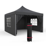 Garvee GraveeLife 10x10FT Pop Up Canopy Tent with 4 Sidewalls, Portable Outdoor Canopy with Wheeled Bag, Easy Set-Up Waterproof Outdoor Party Gazebo, Instant Tent for Wedding Backyard Garden Event - Grey