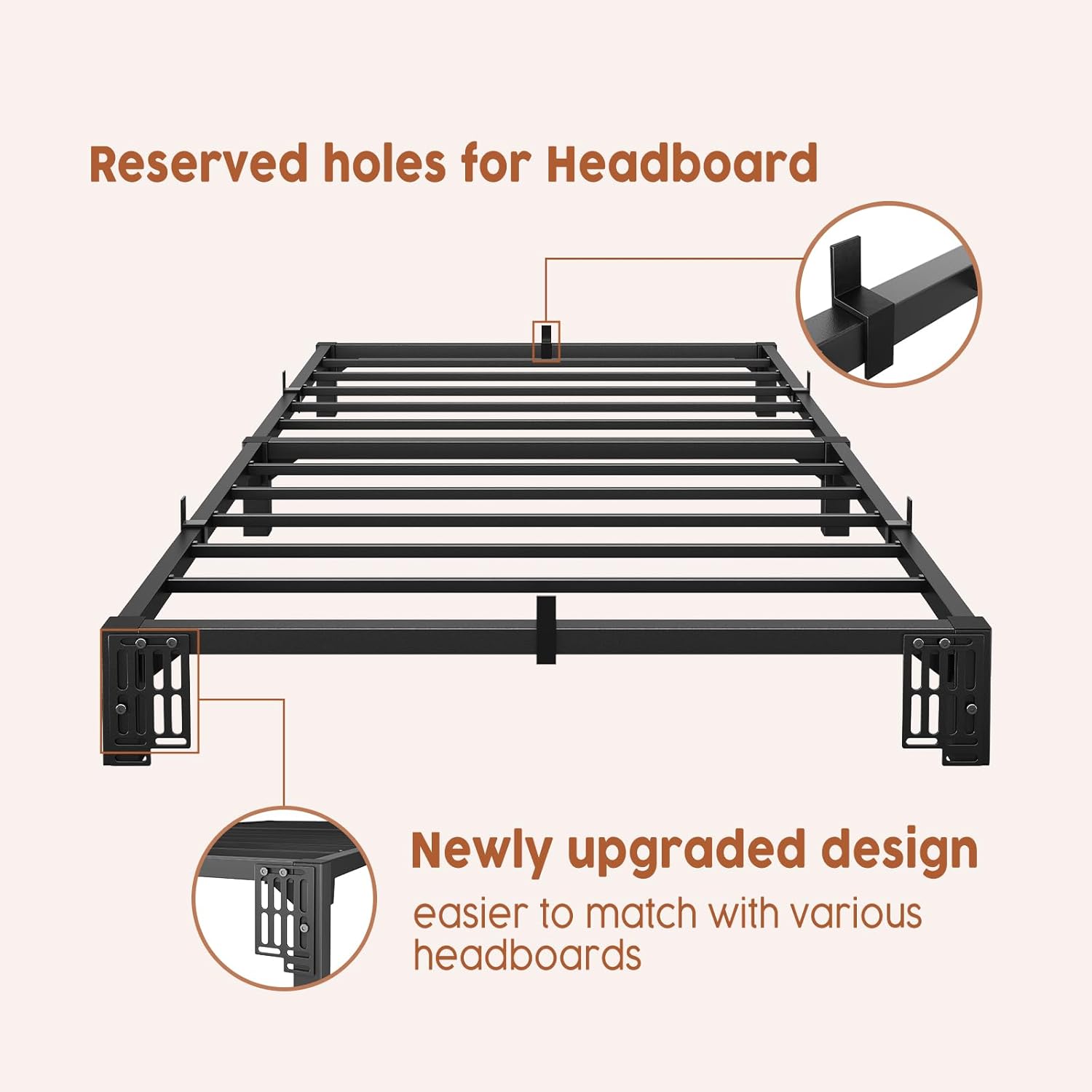 Garvee Twin Bed Frame Metal 6 Inch, Heavy Duty Platform Bed Frame with Reinforced Slats Support, 800 Lbs Load Capacity, Noise Free, No Box Spring Needed and Screws, Tool-Free Assembly