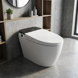 Garvee One Piece Smart Toilet with Bidet, Auto Open/Close, Foot Sensor Lift, Auto Silent Flush, Heated Seat, Warm Air Dryer, LED Night Light and Remote Control, Black & White - Black & White