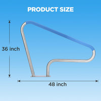 Garvee Pool Handrail 48x36 Pool Rail 304 Stainless Steel Silver Rustproof Pool Stair Rail with Blue Grip Cover Humanized Swimming Pool Railing, Quick Mount Accessories for Pools and Spas