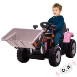 Garvee 12V Kids Ride on Excavator with Parental Remote Control, Electric Powered Construction Vehicle for Toddler with Bucket,Headlights,Horn,Gear Shift,Music for 3-6 Years(EVA Tires) - Pink - Pink