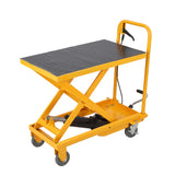 Garvee Hydraulic Lift Table Cart 1100lbs Capacity 33.5" Lifting Height Manual Single Scissor Lift Non-Slip Pad Steel Durable Yellow - Yellow
