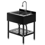 Garvee Stainless Steel Utility Sink Large Freestanding Laundry Sink with Faucet Hoses Drain Kit for Garage Kitchen Bathroom Laundry Room Black - Silver