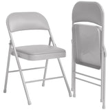 Garvee Folding Chairs 2 Pack with Padded Cushion and Back, Metal Frame, 350 lbs Capacity, Foldable, Portable, Indoor/Outdoor, Grey - Grey