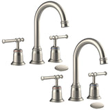 Garvee Classical 8 inch Bathroom Faucet, Bathroom faucets for Sink 3 Holes, Widespread Brushed Nickel Bathroom Faucet with Pop Up Drain and cUPC Lead-Free Hose (Brushed Nickel 2 Packs) - Brushed Nickel 2Pack