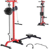 Garvee 2 IN 1 Rowing & Cable Machine, Adjustable Weight & Seat, Multi-Function Home Gym Equipment, Black+Red