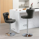 Garvee Modern Swivel Barstools PU Leather Upholstered Adjustable Height Bar Stools with Back for Home Pub Kitchen Island Gray One Size - Gray