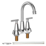 Garvee Bathroom Faucets for Sink 3 Hole, 4 inch Centerset Brushed Nickel Bathroom Sink Faucet with Pop-up Drain and 2 Supply Hoses, Stainless Steel Lead-Free 2-Handle Faucet - Brushed Nickel
