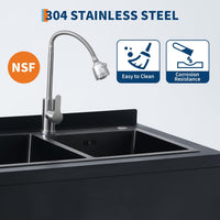 Garvee 22"D X 37"W X 39"H Freestanding Stainless Steel Double Bowl Kitchen basin - 360° Rotating Faucet - Durable, Rust Proof, Easy to Clean - Modern Black Finish - For Home, Kitchen, Bar, Laundry
