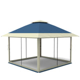 Garvee 12' × 12' Pop Up Gazebo Tent, Double Roof Patio Canopy with Mosquito Netting, Blue - Blue