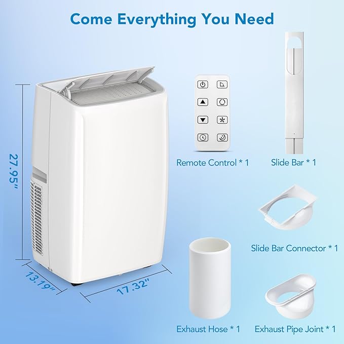 Garvee Portable Air Conditioner 14000 BTU - 3-in-1 AC Unit, Dehumidifier, Fan, 3 Air Speeds, 24-Hour Timer, and Sleep Mode. Cools Up to 750 Sq. Ft