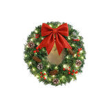 Garvee Corona de Navidad de 15.7 pulgadas/19.7 pulgadas con luces LED, corona de piña de bayas predecorada para Navidad, corona de Navidad grande con lazo rojo, decoración para ventanas de puerta delantera,